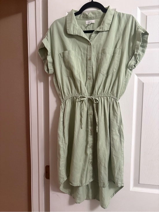 Japna Dresses & Skirts - Japna 100% lyocell shirt dress button front belted collared pockets cottage L